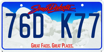SD license plate 76DK77