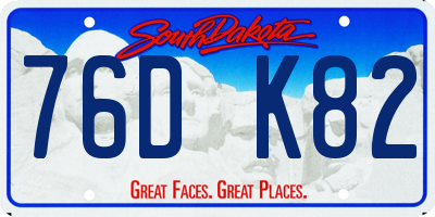 SD license plate 76DK82
