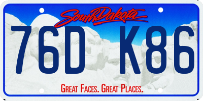 SD license plate 76DK86