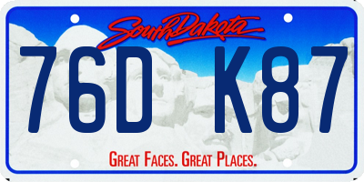 SD license plate 76DK87