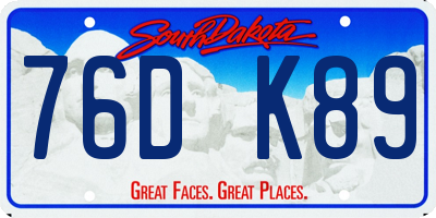 SD license plate 76DK89