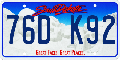 SD license plate 76DK92