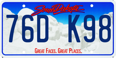 SD license plate 76DK98