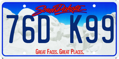 SD license plate 76DK99