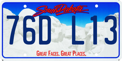 SD license plate 76DL13