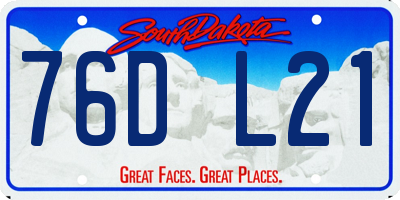 SD license plate 76DL21