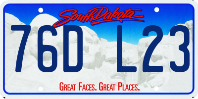 SD license plate 76DL23