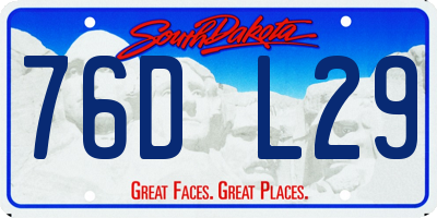SD license plate 76DL29