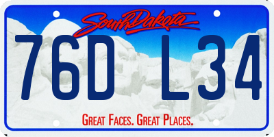 SD license plate 76DL34