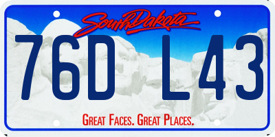 SD license plate 76DL43