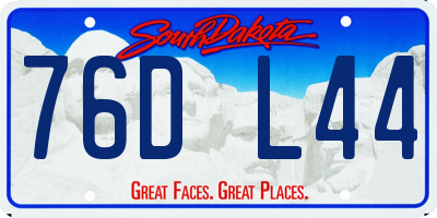 SD license plate 76DL44