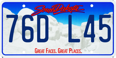 SD license plate 76DL45