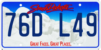 SD license plate 76DL49