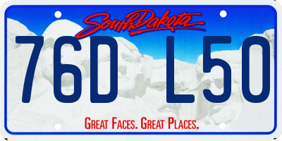 SD license plate 76DL50