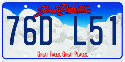 SD license plate 76DL51