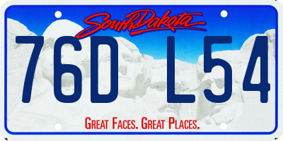 SD license plate 76DL54