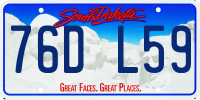 SD license plate 76DL59