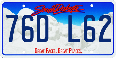 SD license plate 76DL62