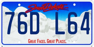 SD license plate 76DL64