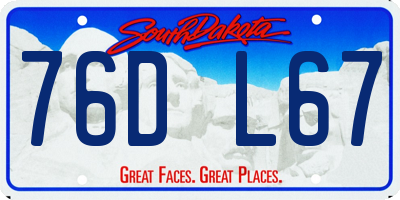 SD license plate 76DL67