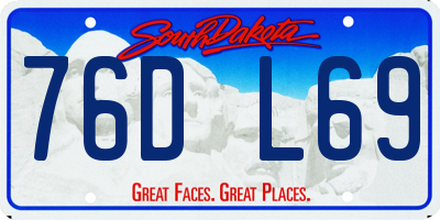 SD license plate 76DL69