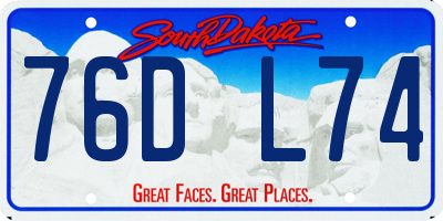 SD license plate 76DL74