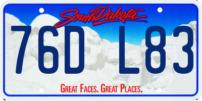 SD license plate 76DL83