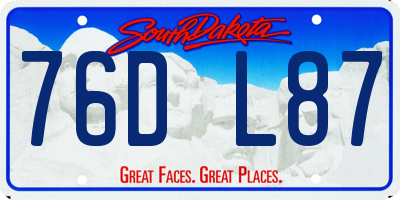 SD license plate 76DL87