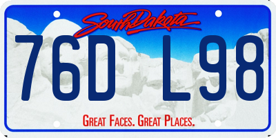 SD license plate 76DL98