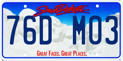 SD license plate 76DM03