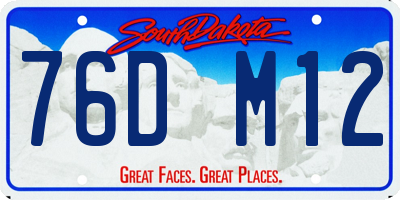 SD license plate 76DM12