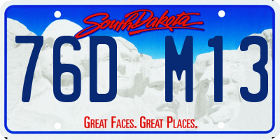SD license plate 76DM13