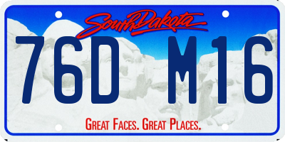 SD license plate 76DM16