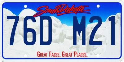 SD license plate 76DM21