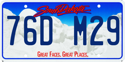 SD license plate 76DM29