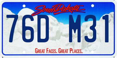SD license plate 76DM31