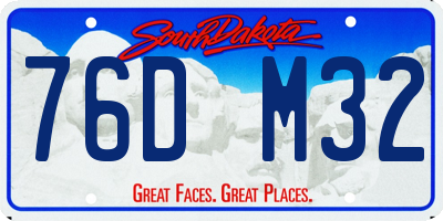 SD license plate 76DM32