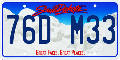 SD license plate 76DM33
