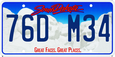 SD license plate 76DM34