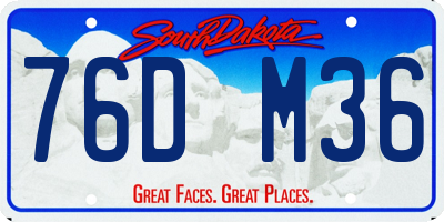 SD license plate 76DM36