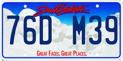 SD license plate 76DM39