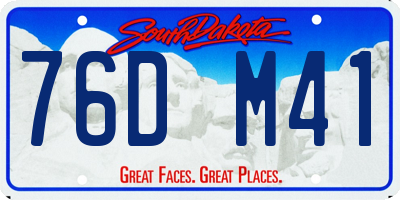 SD license plate 76DM41
