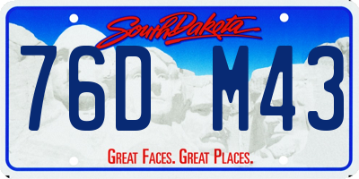 SD license plate 76DM43
