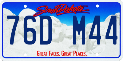 SD license plate 76DM44