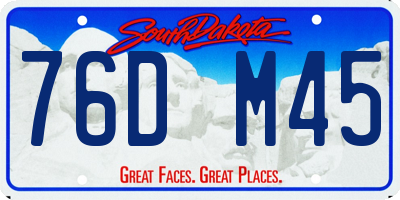 SD license plate 76DM45
