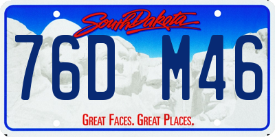 SD license plate 76DM46