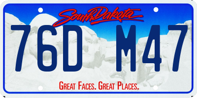 SD license plate 76DM47
