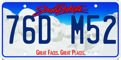 SD license plate 76DM52