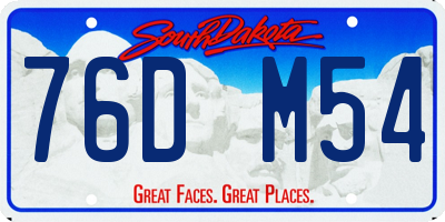 SD license plate 76DM54