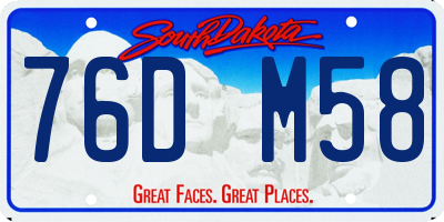 SD license plate 76DM58